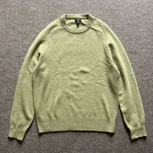 J. Crew Lambs Wool Green Long Sleeve Crewneck Pullover Knit Sweater Mens Medium